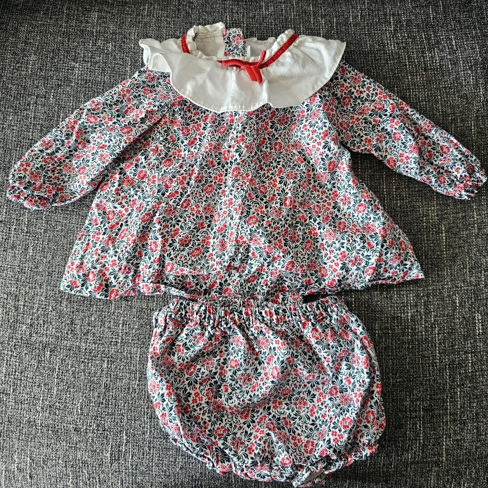 Janie and Jack Floral Baby Outfit with Ruffle Collar